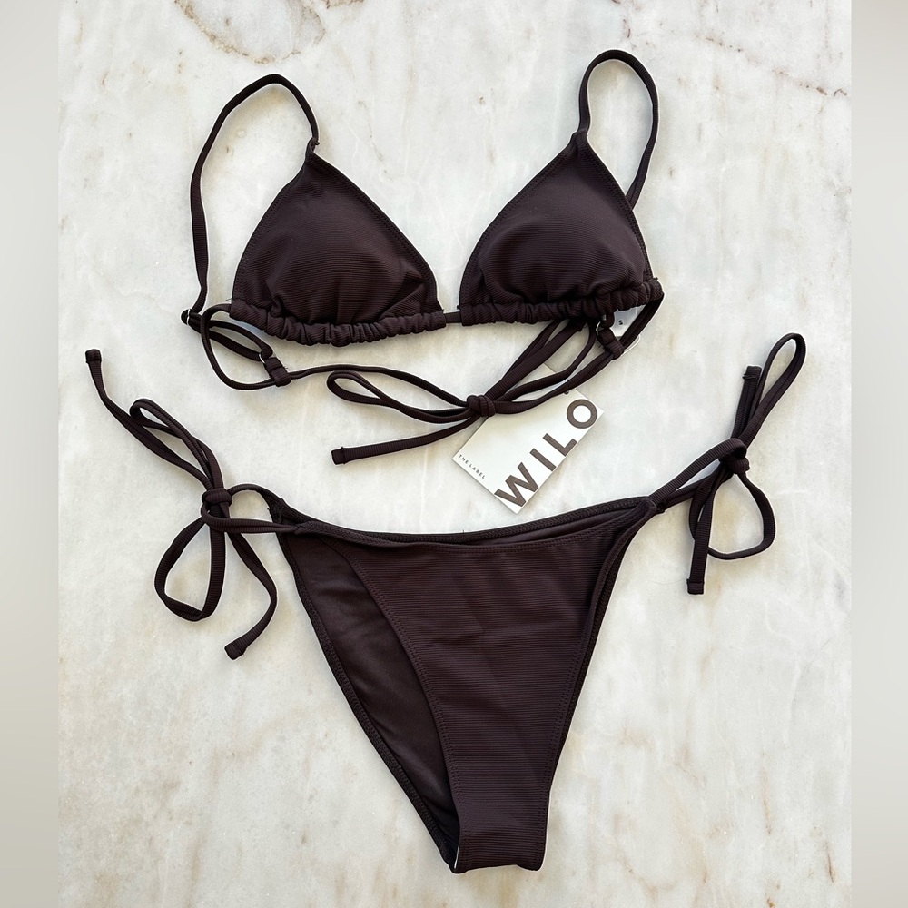Wilo The Label Chocolate Ribbed String Bikini Set